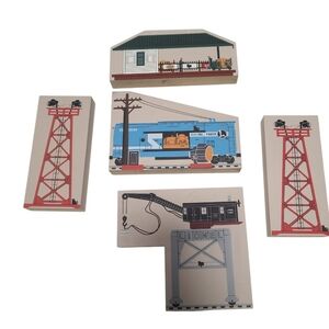 Cat's Meow Lionel Train Themed Wooden Blocks Set Of 5